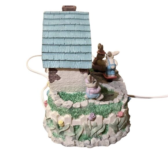 Vintage ABC Lighted Animated Musical Easter Bunny Cottage Used - Picture 6 of 16